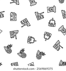 biomass energy plant power vector seamless pattern thin line illustration