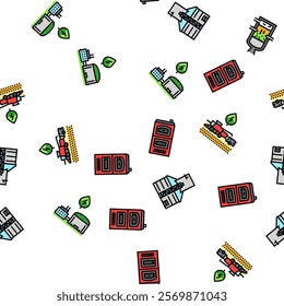 biomass energy plant power vector seamless pattern thin line illustration