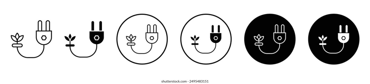 Biomass energy thin line vector icon set.