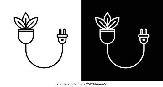Biomass energy thin line vector icon set.