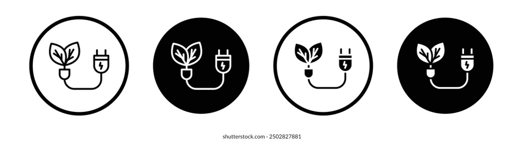 Conjunto de íconos de Vector de energía de biomasa con estilo relleno y delineado en negro.