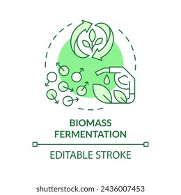 Biomass fermentation green concept icon. Biotechnological process, alternative proteins. Round shape line illustration. Abstract idea. Graphic design. Easy to use in article, blog post