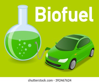 Biomass fuel made by algae, diagram illustration
