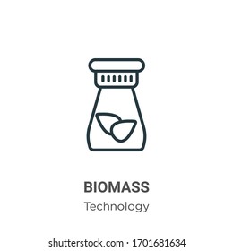 Icono vectorial de contorno de biomasa. Icono de biomasa negra en línea delgada, ilustración de elemento simple vector plano del concepto de tecnología editable trazo aislado en fondo blanco