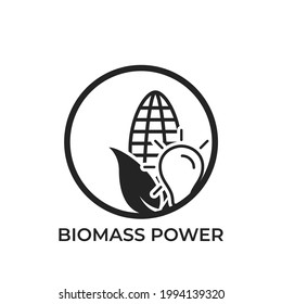 biomass power logo. eco friendly industry and alternative energy round symbol. isolated vector image