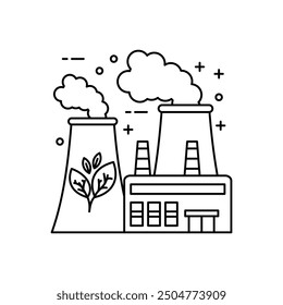 Biomass Power Outline Icon, Vector illustration