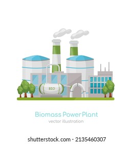 Biomass power station icon. Water-power plant sign. Renewable energy source. Ecology concept. Editable vector illustration in modern cartoon style isolated on a white background.