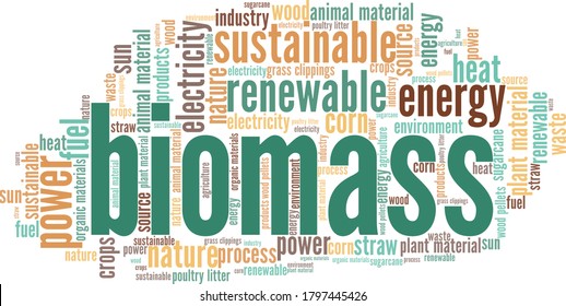 Biomass word cloud isolated on a white background. 
