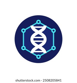 Icono de biomaterial con molécula y ADN, diseño de Vector plano