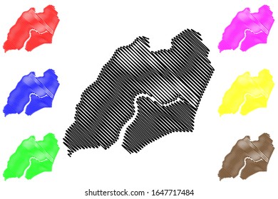 Biombo Region (Republic of Guinea-Bissau, Regions of Guinea Bissau) map vector illustration, scribble sketch Biombo map