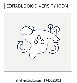 Biome line icon. Collection of plants and animals that have common characteristics for the environment.Biodiversity concept. Isolated vector illustration.Editable stroke