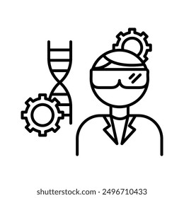 Biomedical engineer icon linear logo mark in black and white