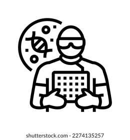 vector de icono de línea de trabajo de ingeniero biomédico. signo de ingeniero biomédico. símbolo de contorno aislado ilustración negra