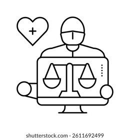 biomedical ethics line icon vector. biomedical ethics sign. isolated contour symbol black illustration