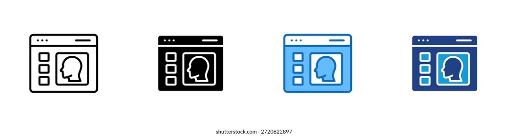 Vector de diseño de íconos de estilo múltiple - monitor de escritorio que muestra la cabeza humana, que representa la visualización de diagnóstico y los procesos de escaneo médico analítico
