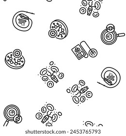 biomedical medical science vector seamless pattern thin line illustration
