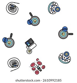 biomedical medical science vector seamless pattern thin line illustration