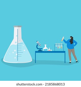 Biomedical Research Laboratory Concept, Chemical Science Research Laboratory Concept, A Woman Doing Chemical Liquid Research