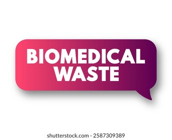 Biomedical Waste is any kind of waste containing infectious or potentially infectious materials, text concept message bubble