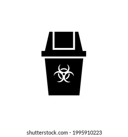 Biomedical Waste Bin Glyph Icon. Clipart Image Isolated On White Background