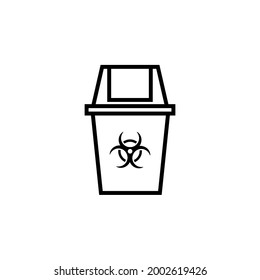 Biomedical Waste Bin Outline Icon. Clipart Image Isolated On White Background