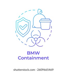 Biomedical waste containment blue gradient concept icon. Safe disposal, garbage management. Round shape line illustration. Abstract idea. Graphic design. Easy to use in presentation, article