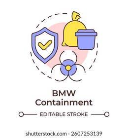 Biomedical waste containment multi color concept icon. Safe disposal, garbage management. Round shape line illustration. Abstract idea. Graphic design. Easy to use in presentation, article