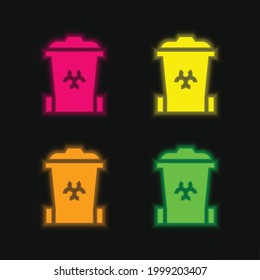 Biomedical Waste Four Color Glowing Neon Vector Icon