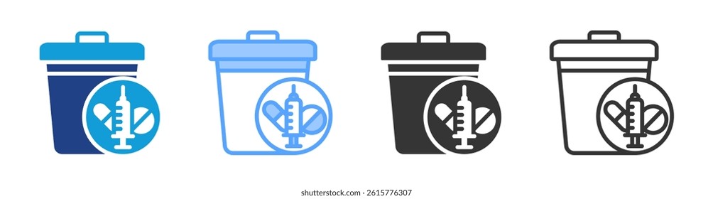 Biomedical Waste icon set multiple style collection