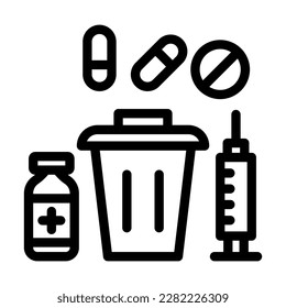 Diseño de iconos de línea de vectores de residuos biomédicos