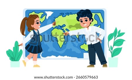 biomes geography school education vector. continents latitude, longitude equator, hemisphere cartography biomes geography school education character. people flat cartoon illustration