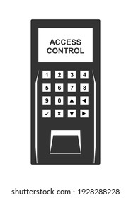 Biometric access control machine illustration. Electronic security door lock icon with keypad and fingerprint reader.