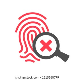 Biometric access denied vector icon isolated on white background
