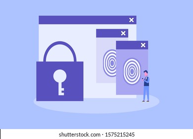 biometric access illustration concept for web landing page template, banner, flyer and presentation