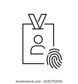 Biometric approval personal access id card. Pixel perfect icon