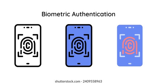 Biometric Authentication, fingerprint , identification, Icon vector symbol