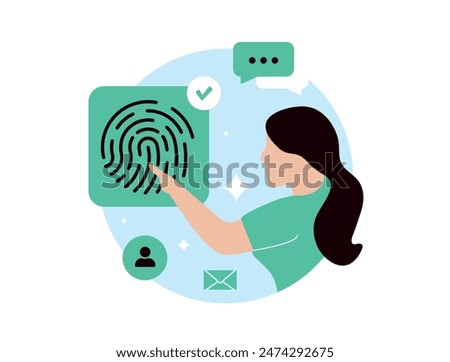 Biometric authentication with fingerprint scanning or facial recognition. Passwordless secure access, identity verification. Zero Sign-On, biometric login with modern password replacement