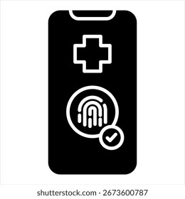 Ilustração do vetor do ícone de glifo de autenticação biométrica