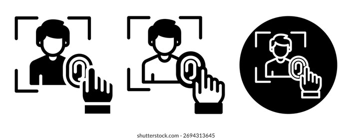 Symbolsammlung für biometrische Authentifizierung - Glyphe und gemischte Vektorgrafik
