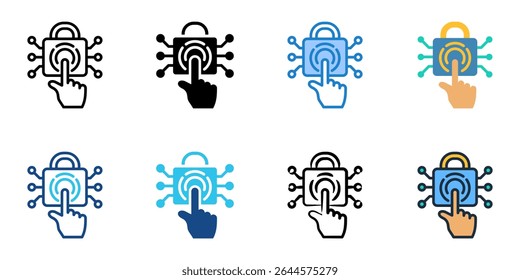 Biometric Authentication icon set multiple style collection 
