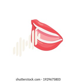 Biometric Authentication Recognition Technology Composition With Isometric Image Of Human Mouth With Voice Waveform Icons Vector Illustration