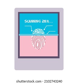 Biometric authentication technology flat icon with electronic device scanning fingerprint vector illustration