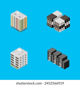 Conjunto de ilustración libre de Vector de edificio biométrico