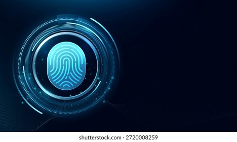 Fondo de seguridad cibernética biométrica con escaneo de huellas dactilares y Tecnología de acceso seguro