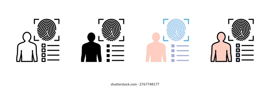 Biometric Data Icon Pack In Multiple Styles