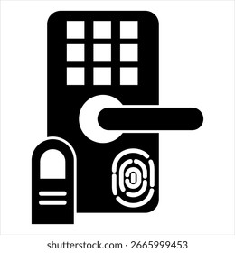Biometrische Türverriegelung, einzelne Symbolsymbole, Glyphengrafik