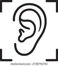 Biometric ear scanning technology vector line icon for unique auditory identification and security systems