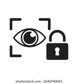 Glifo Biométrico Do Vetor Do Ícone De Bloqueio Do Olho Com Retina Scan E Padlock Para Acesso Seguro E Verificação De Identidade Sistema De Segurança De Reconhecimento Iris