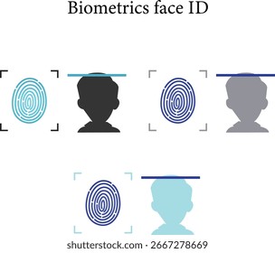 Biometric Face ID scan access fingerprint design scan men icons