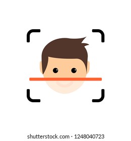 Biometric face recognition. Facial scan security system technology. Face authentication identification.